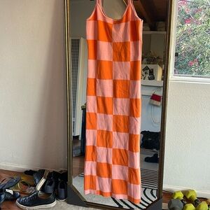 Never worn pink and orange checkered summer dress